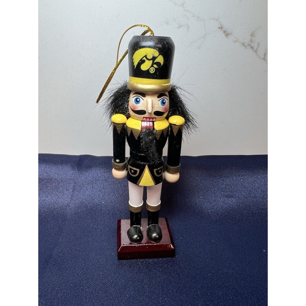 Iowa Hawkeyes Nutcracker Ornament Wooden NCAA Football Fan Decor Made in China